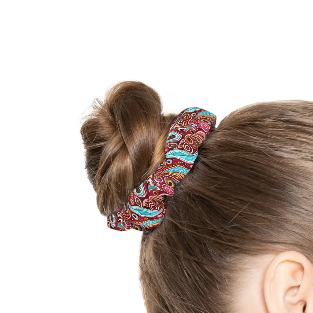 Custom Stylish Hair Scrunchie - Paisley Pink Jersey - DipaliZ