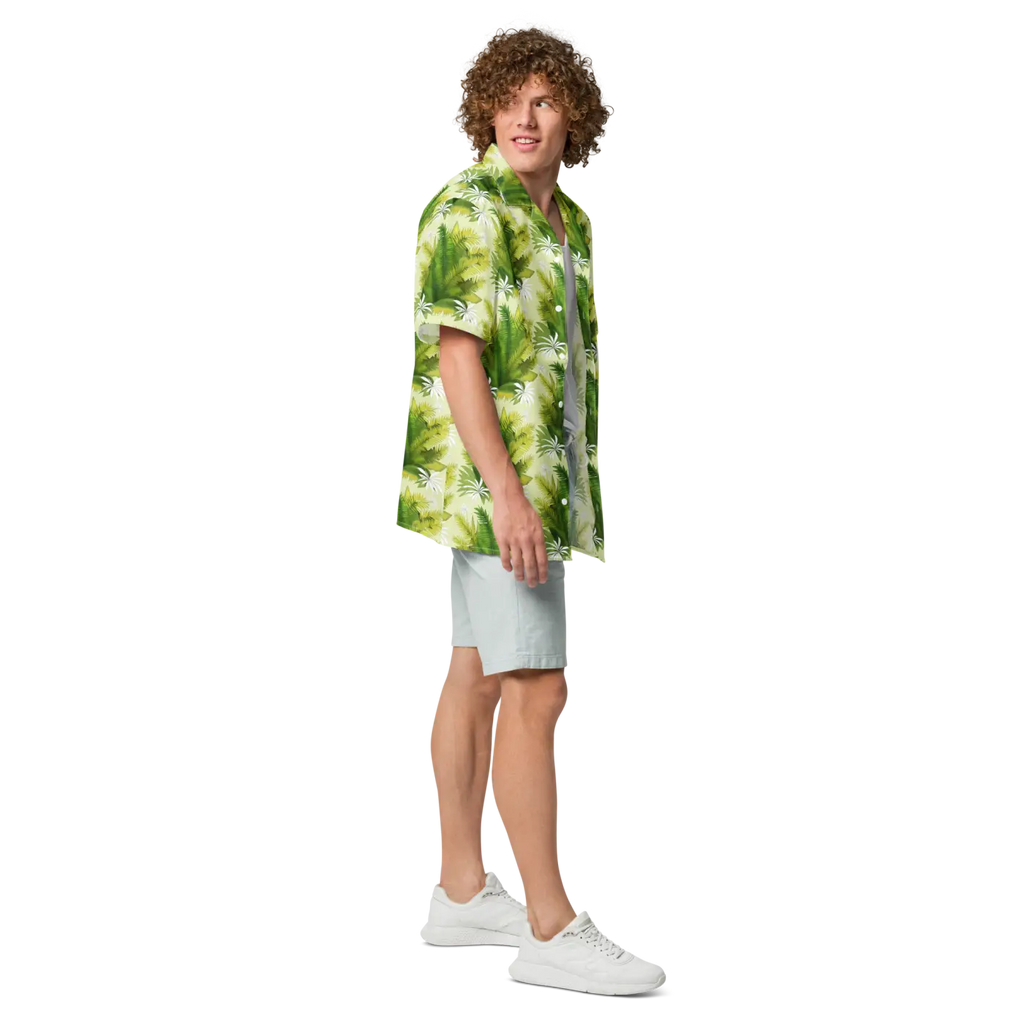 Unisex Button Shirt - Palm Leaves Tropical Vibe - DipaliZ