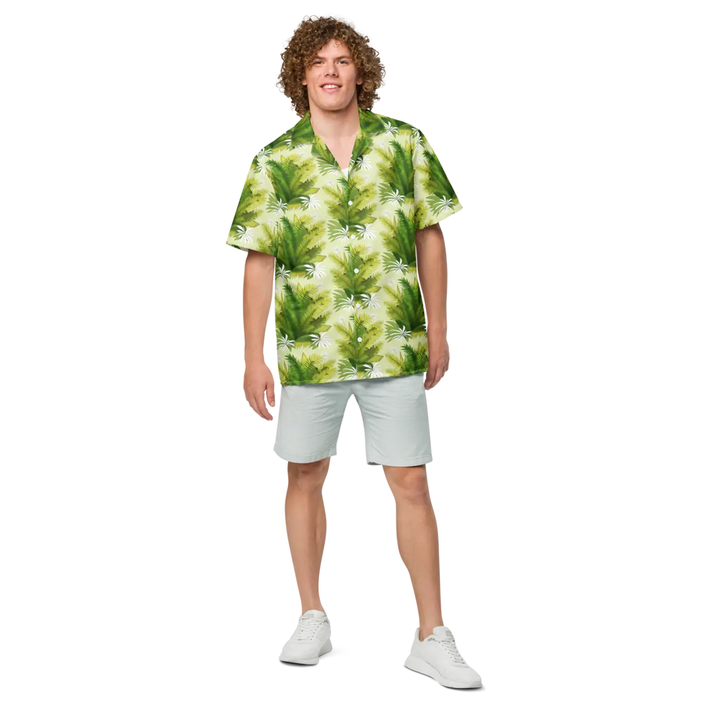 Unisex Button Shirt - Palm Leaves Tropical Vibe - DipaliZ