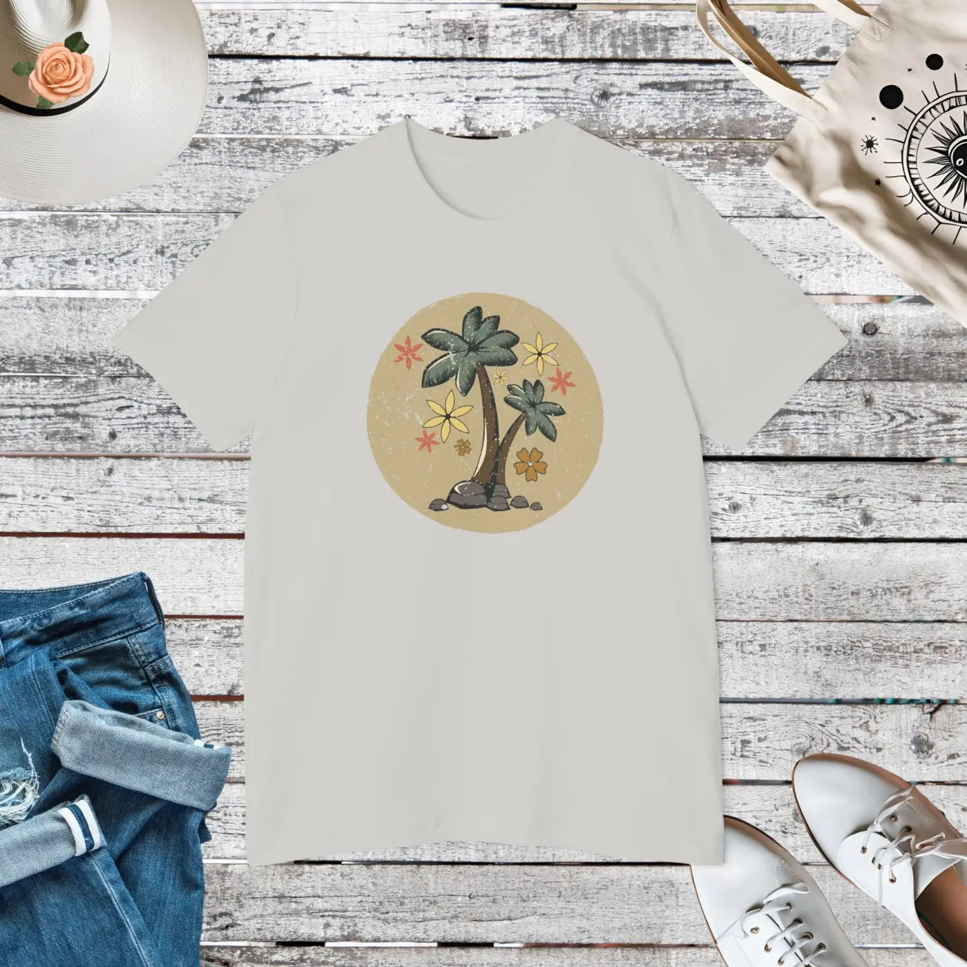 Unisex Deluxe Palm Tree T Shirt - Vacation Vibes - DipaliZ