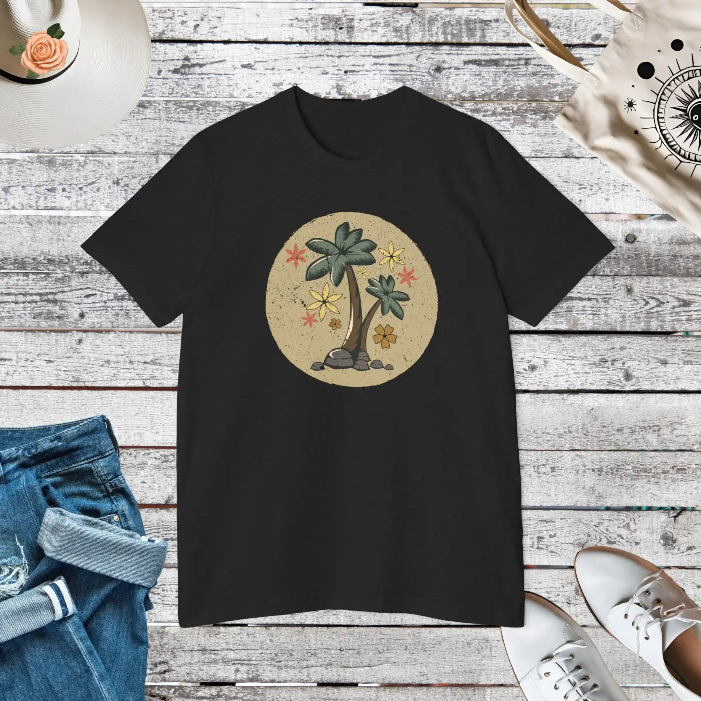 Unisex Deluxe Palm Tree T Shirt - Vacation Vibes - DipaliZ
