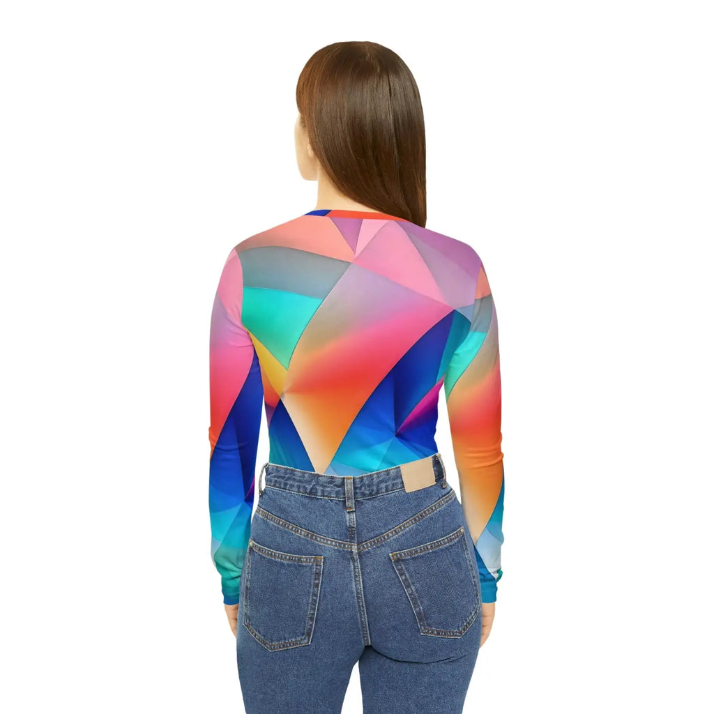 Long Sleeve Pastel Colored Abstract Pattern Top - DipaliZ