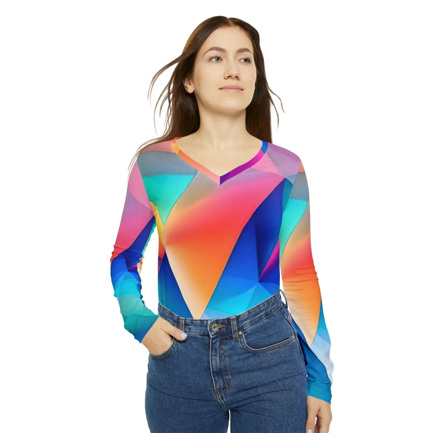 Long Sleeve Pastel Colored Abstract Pattern Top - DipaliZ