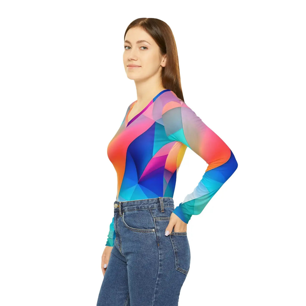 Long Sleeve Pastel Colored Abstract Pattern Top - DipaliZ