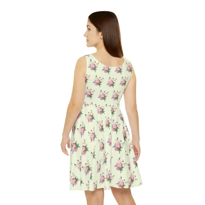 Pastel Delicate Flower Skater Dress - Romantic Twirl - DipaliZ