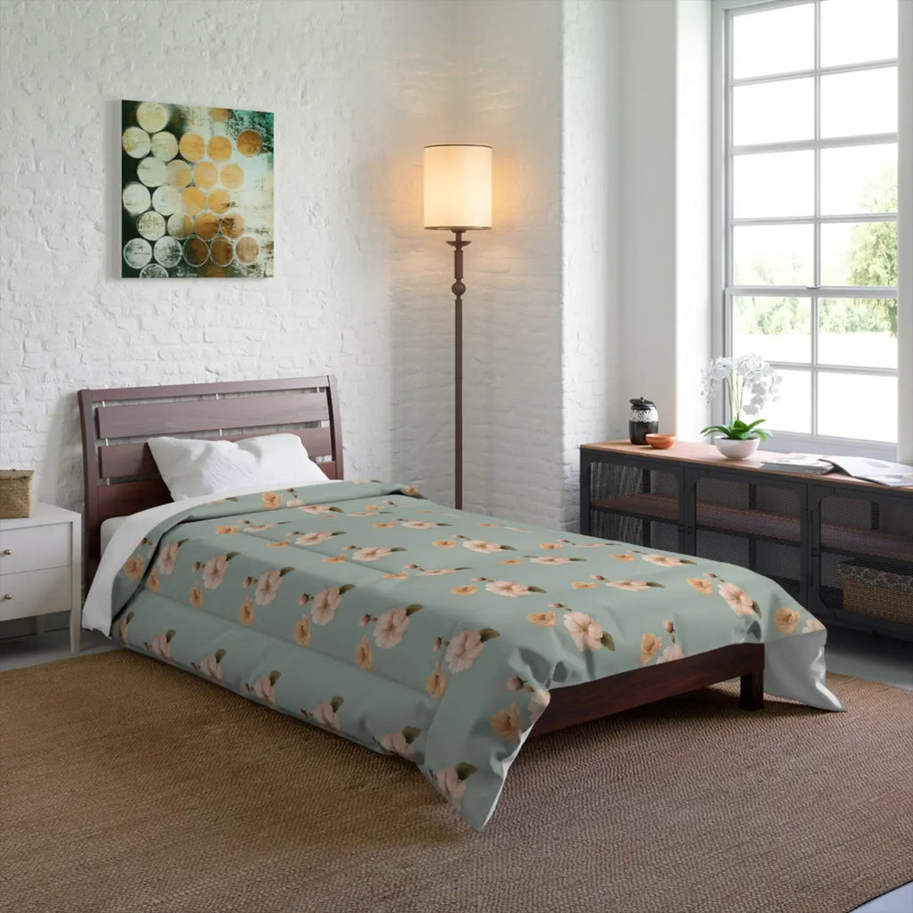 Pastel Flowers Comforter - Cozy Fluffy Bedding - DipaliZ