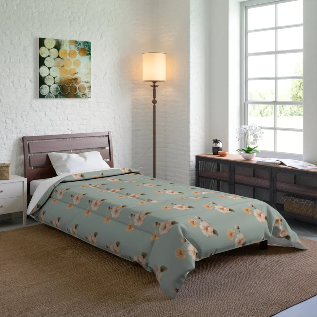 Pastel Flowers Comforter - Cozy Fluffy Bedding - DipaliZ