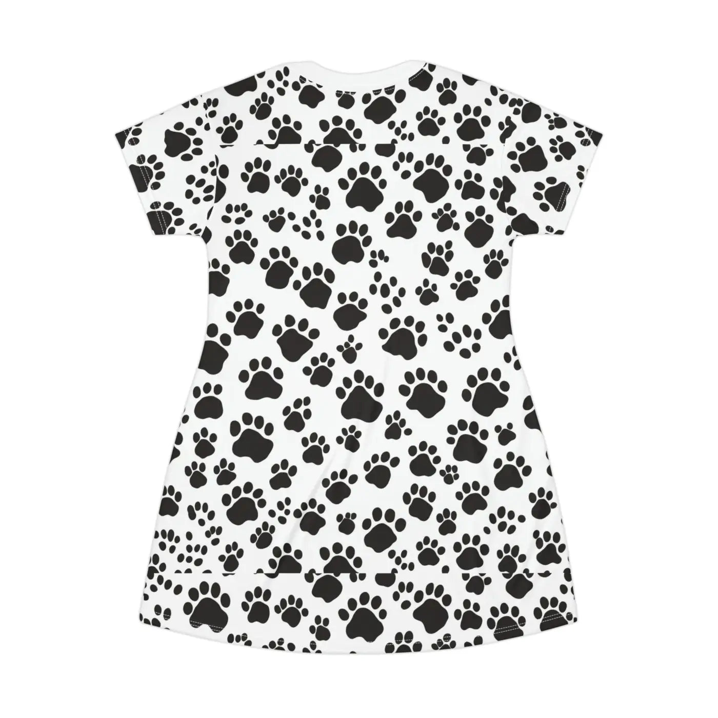 Paw Print Pattern Shirt Dress - Playful Cat Lover Style - DipaliZ
