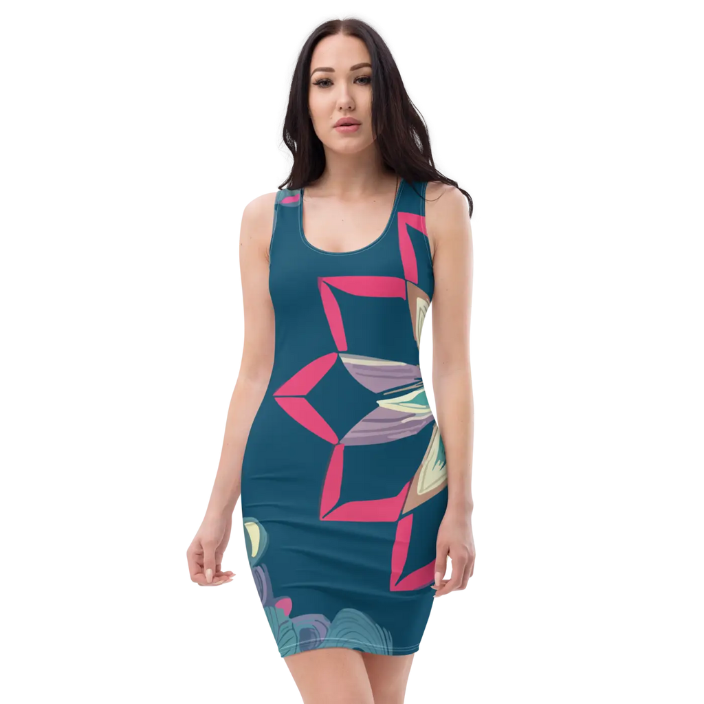 Blue Pattern Sew Dress - Sublimation Cut Style - DipaliZ