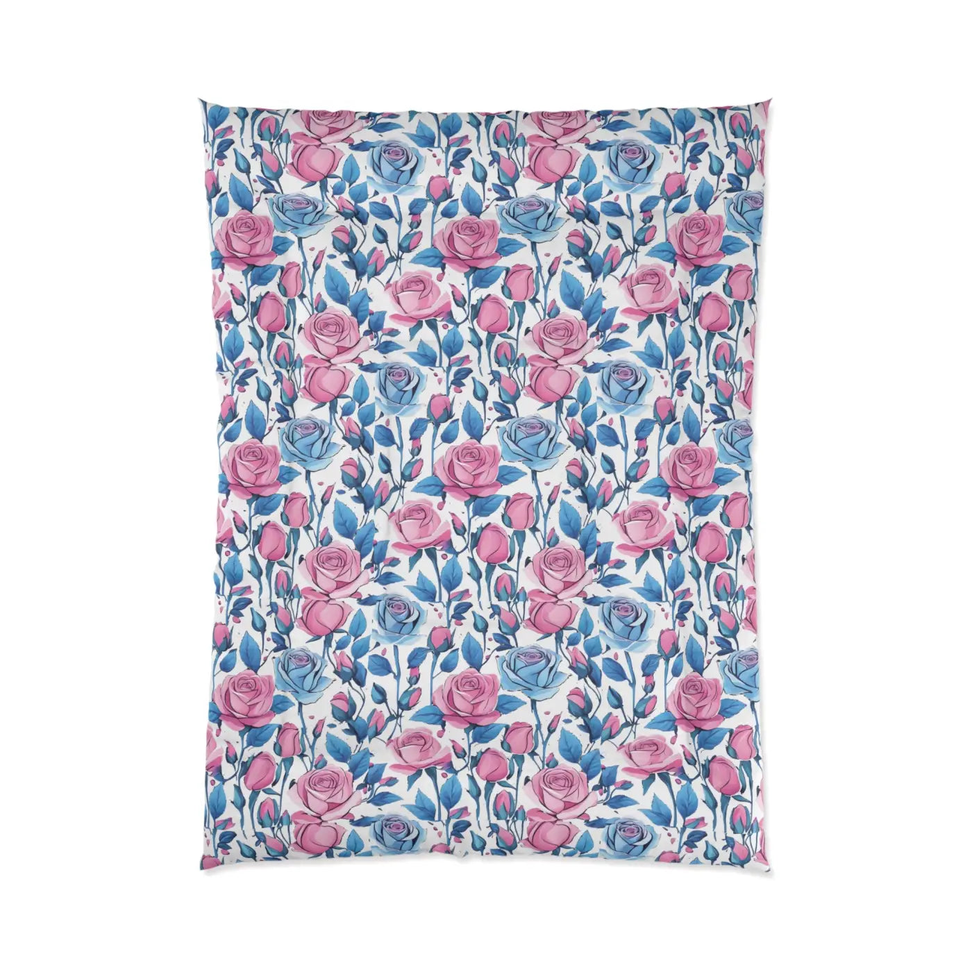 Cozy Comforter - Blue Roses Pattern Bedding - DipaliZ
