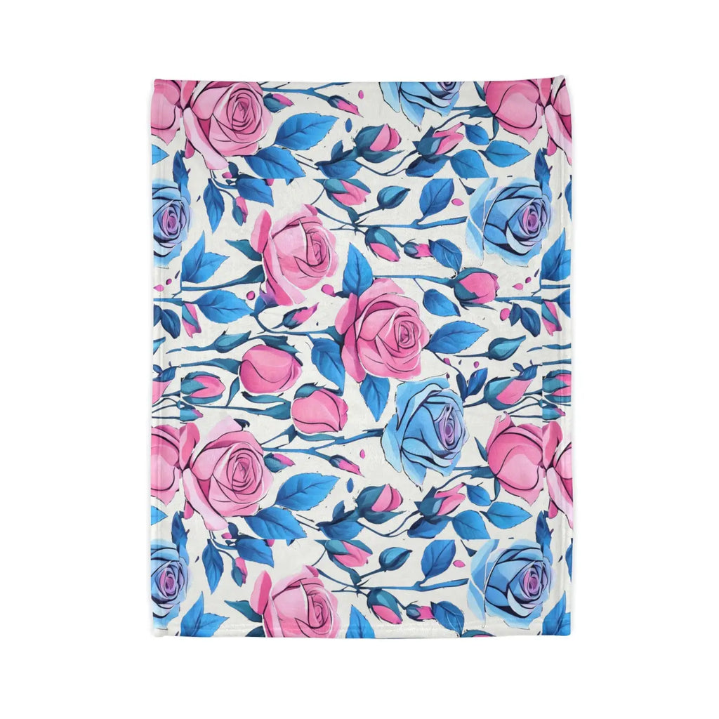 Soft Polyester Blanket - Blue Roses Cozy Design - DipaliZ