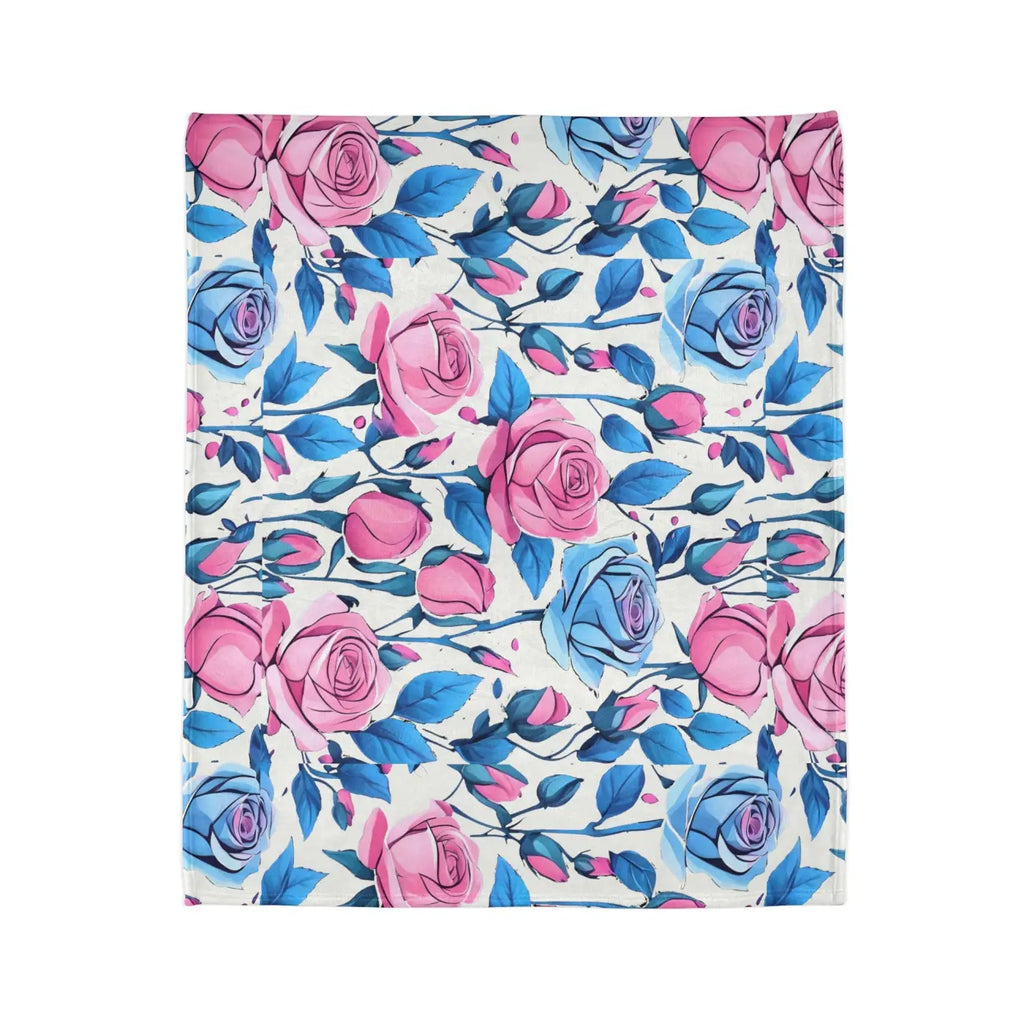 Soft Polyester Blanket - Blue Roses Cozy Design - DipaliZ