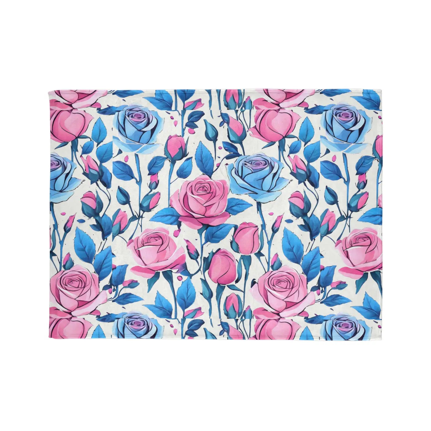 Soft Polyester Blanket - Blue Roses Cozy Design - DipaliZ