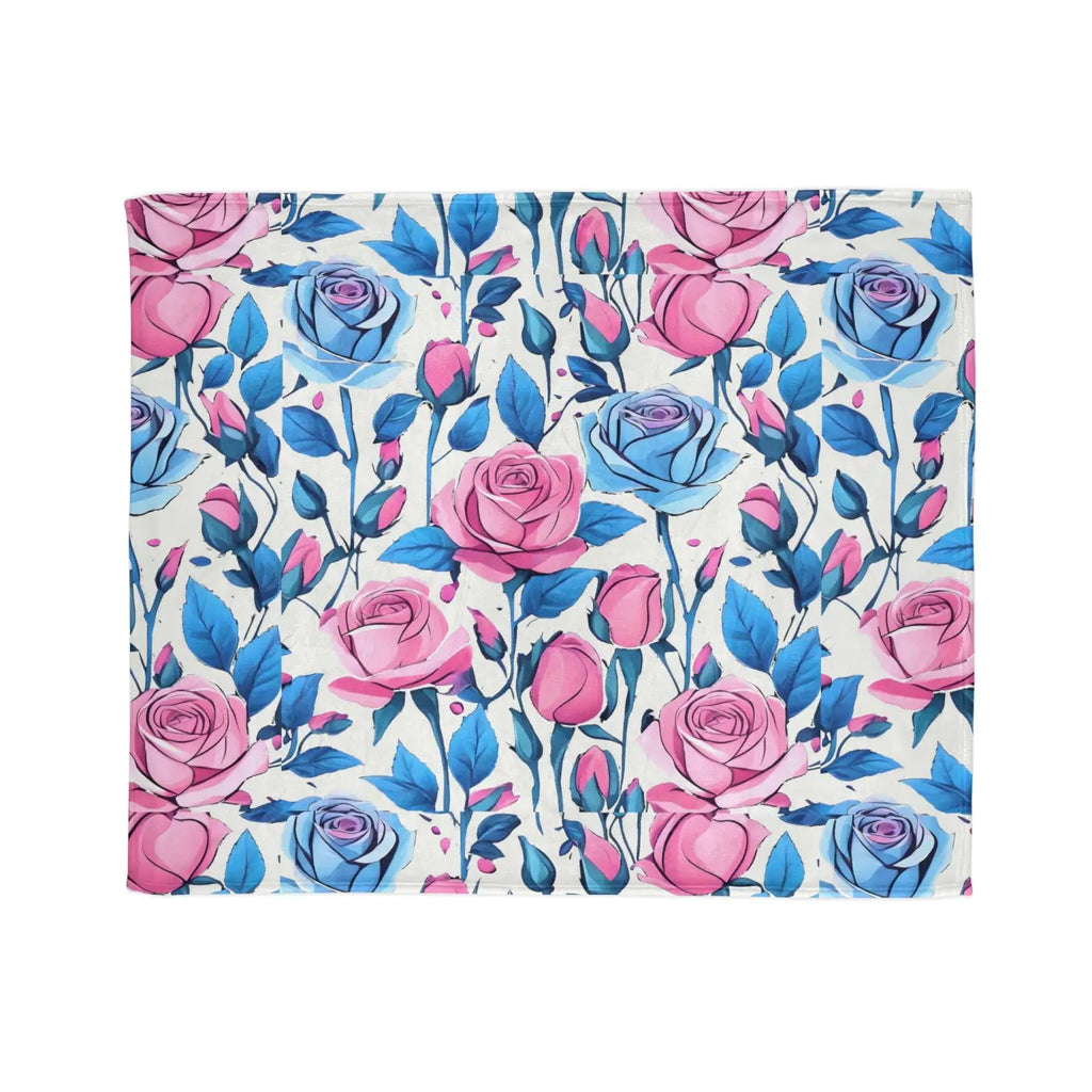 Soft Polyester Blanket - Blue Roses Cozy Design - DipaliZ