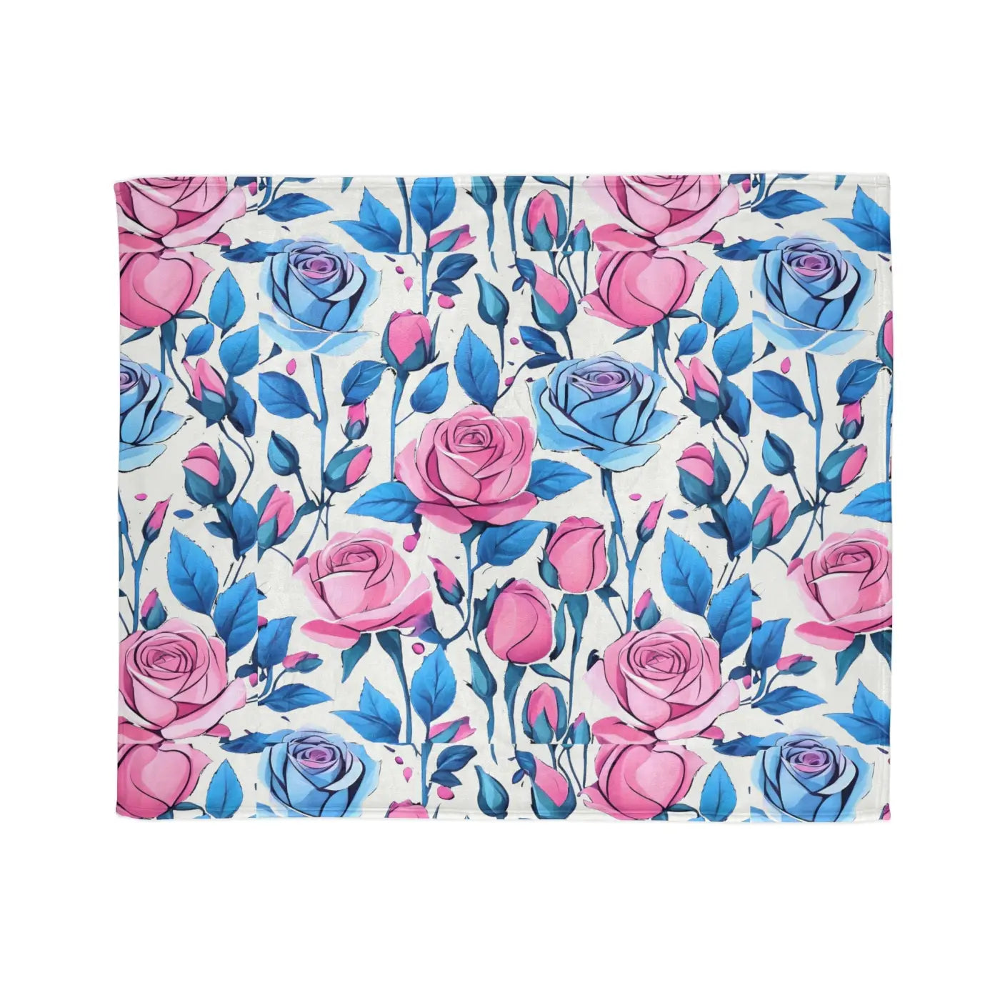 Soft Polyester Blanket - Blue Roses Cozy Design - DipaliZ