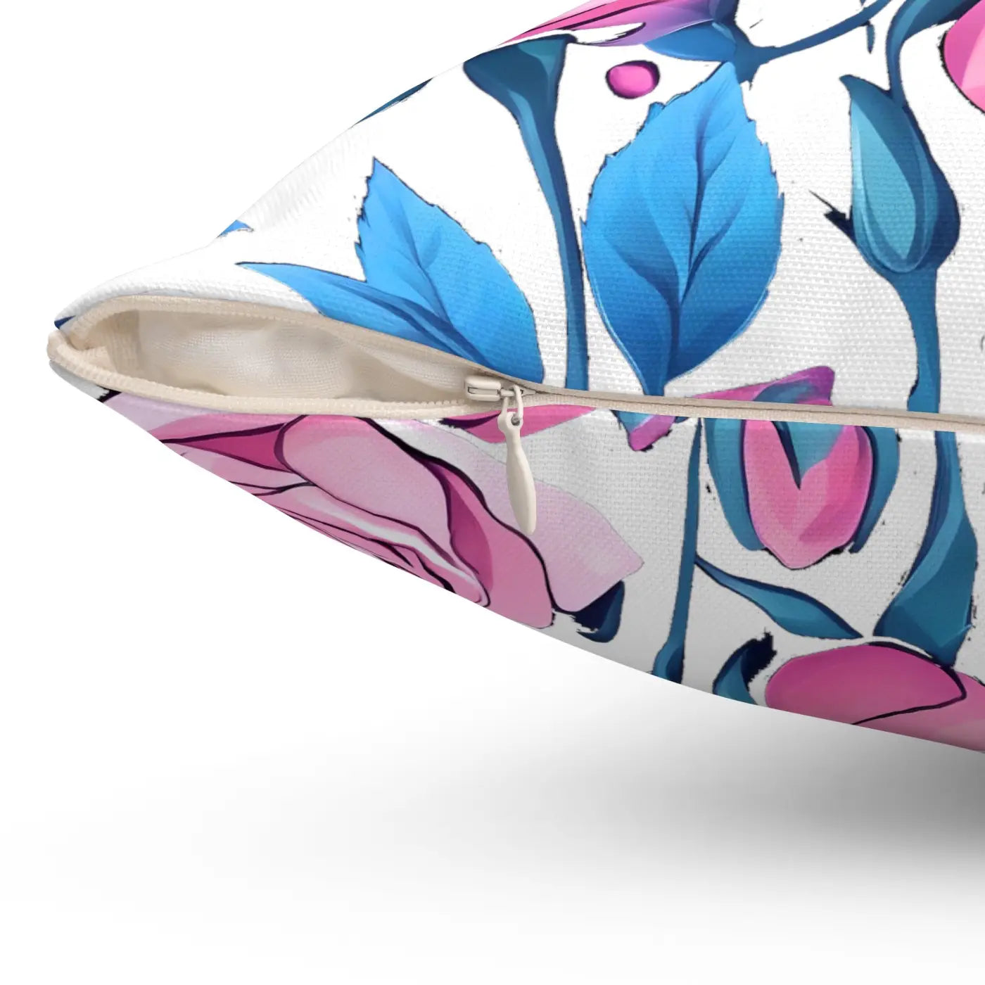 Blue Roses Polyester Square Pillow - Spun Comfort Decor - DipaliZ
