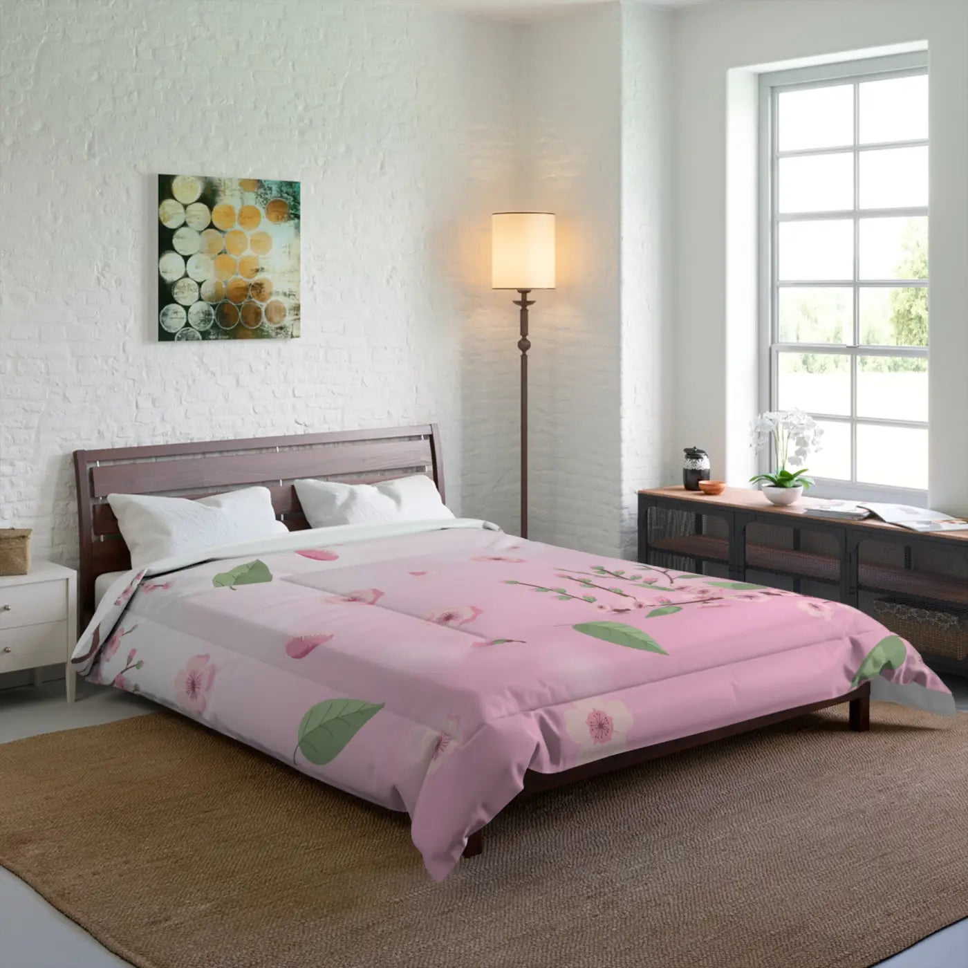 Pink Floral Comforter - Elegant Bedroom Sanctuary - DipaliZ