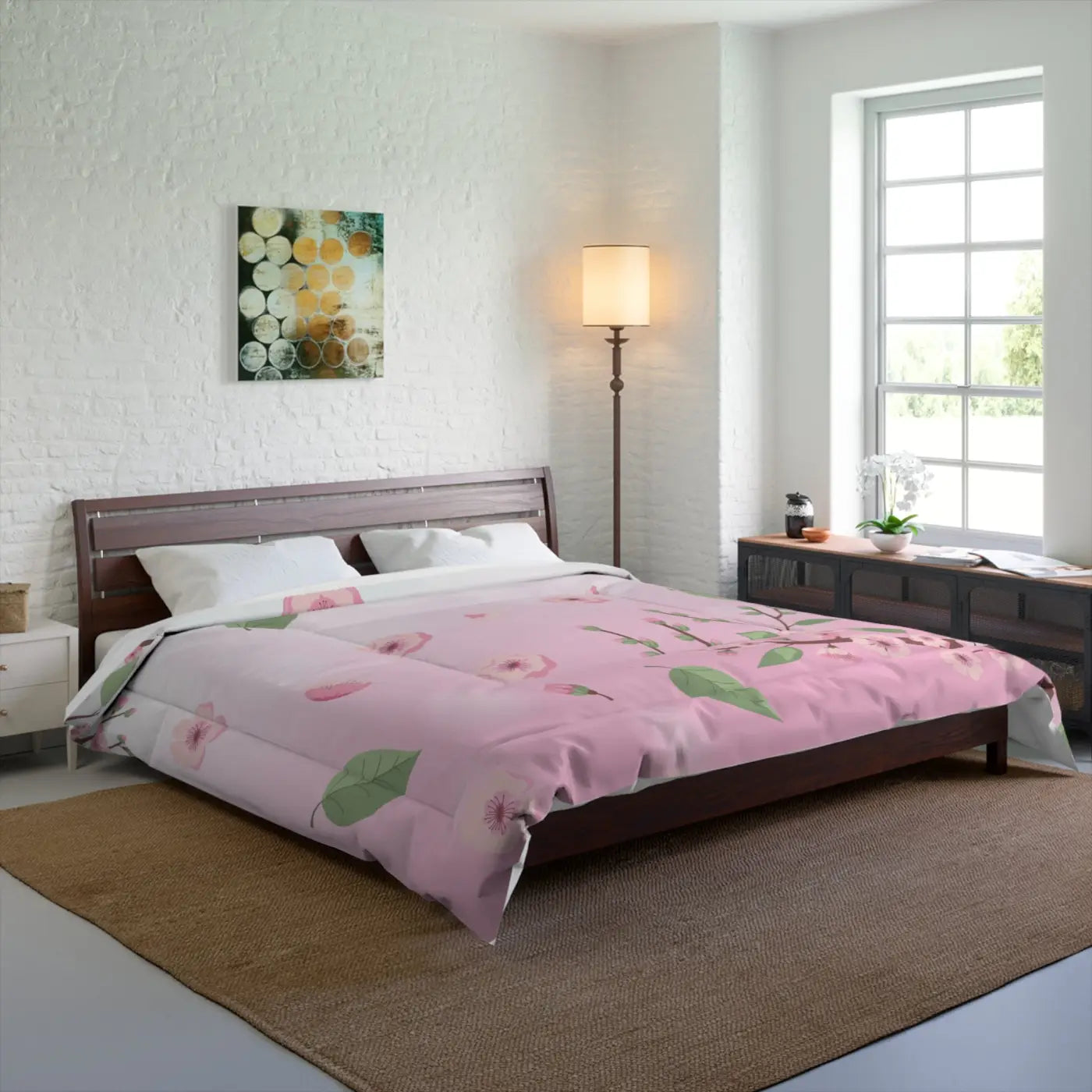 Pink Floral Comforter - Elegant Bedroom Sanctuary - DipaliZ