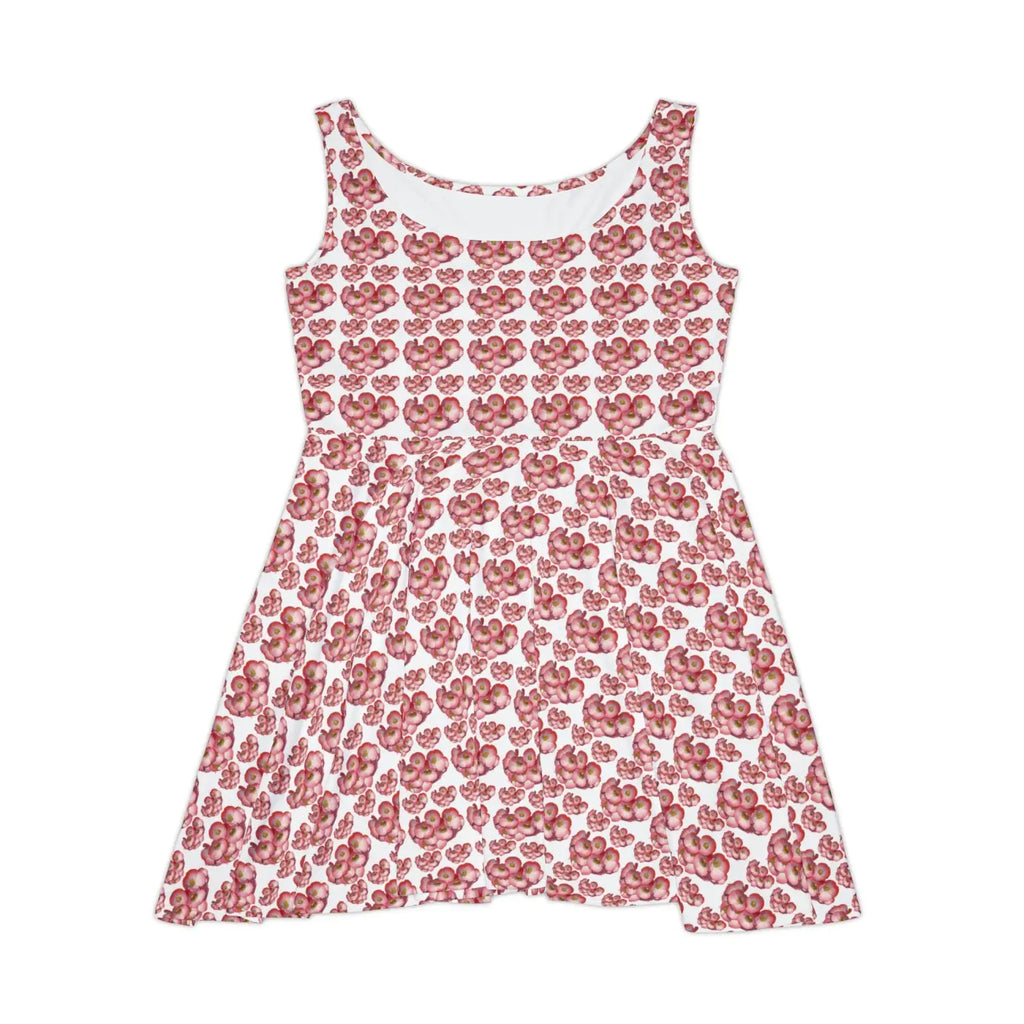 Skater Dress - Pink Flower Pattern Feminine Style - DipaliZ