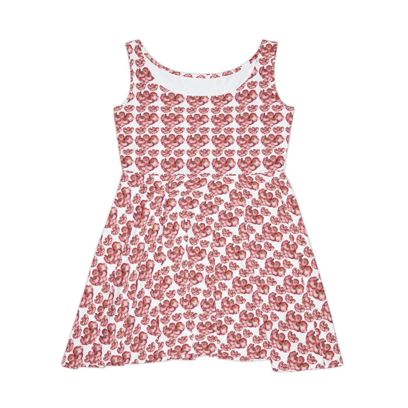 Skater Dress - Pink Flower Pattern Feminine Style - DipaliZ
