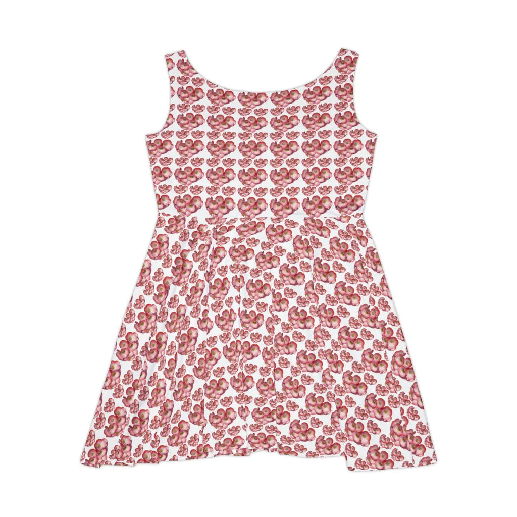 Skater Dress - Pink Flower Pattern Feminine Style - DipaliZ