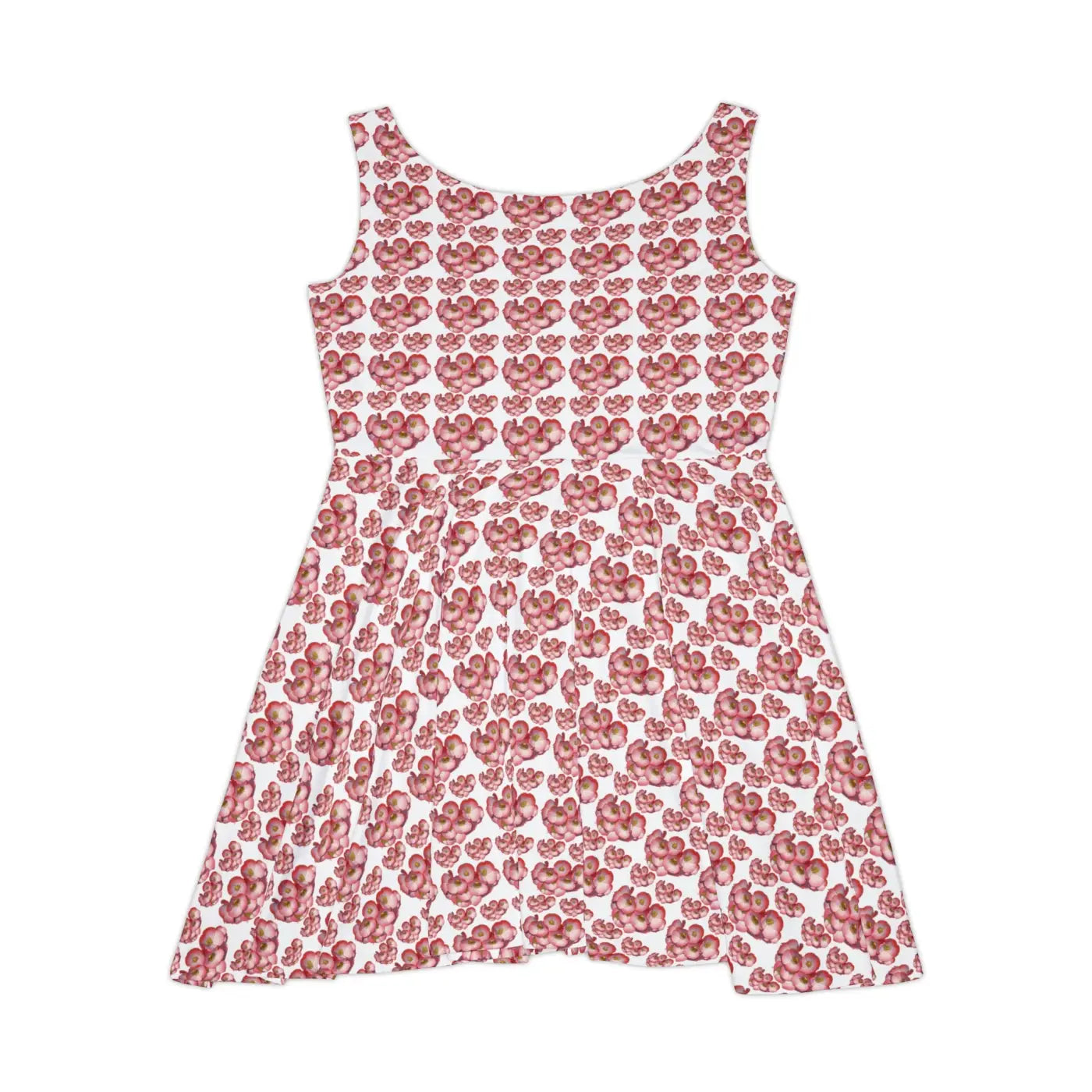Skater Dress - Pink Flower Pattern Feminine Style - DipaliZ