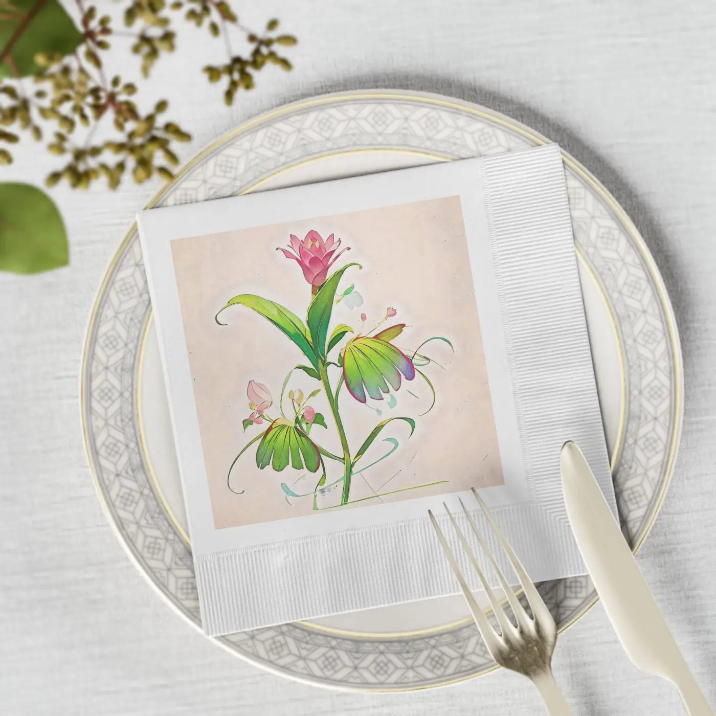 White Coined Napkins - Elegant Party Tabletop Essential - DipaliZ