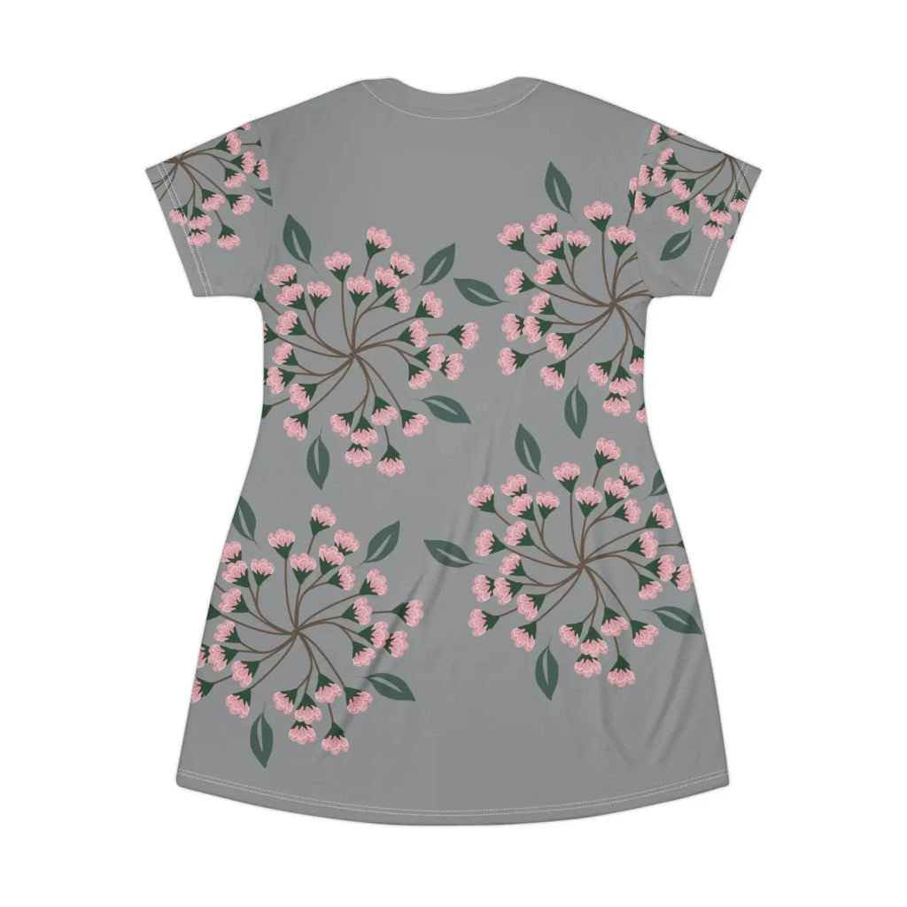 Pink Flowers T-Shirt Dress - Effortless Comfort Style - DipaliZ