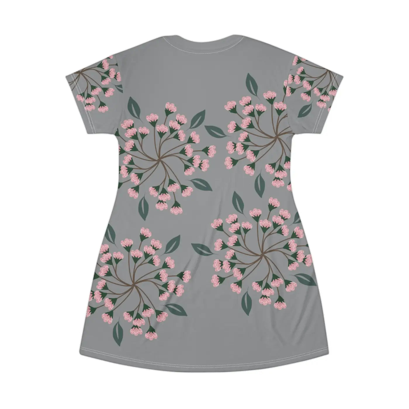 Pink Flowers T-Shirt Dress - Effortless Comfort Style - DipaliZ