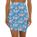 Pink Flowers Mini Skirt - Vibrant Blue Women's Design - DipaliZ