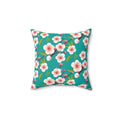 Pink Flowers Polyester Square Pillow - Spun Comfort - DipaliZ