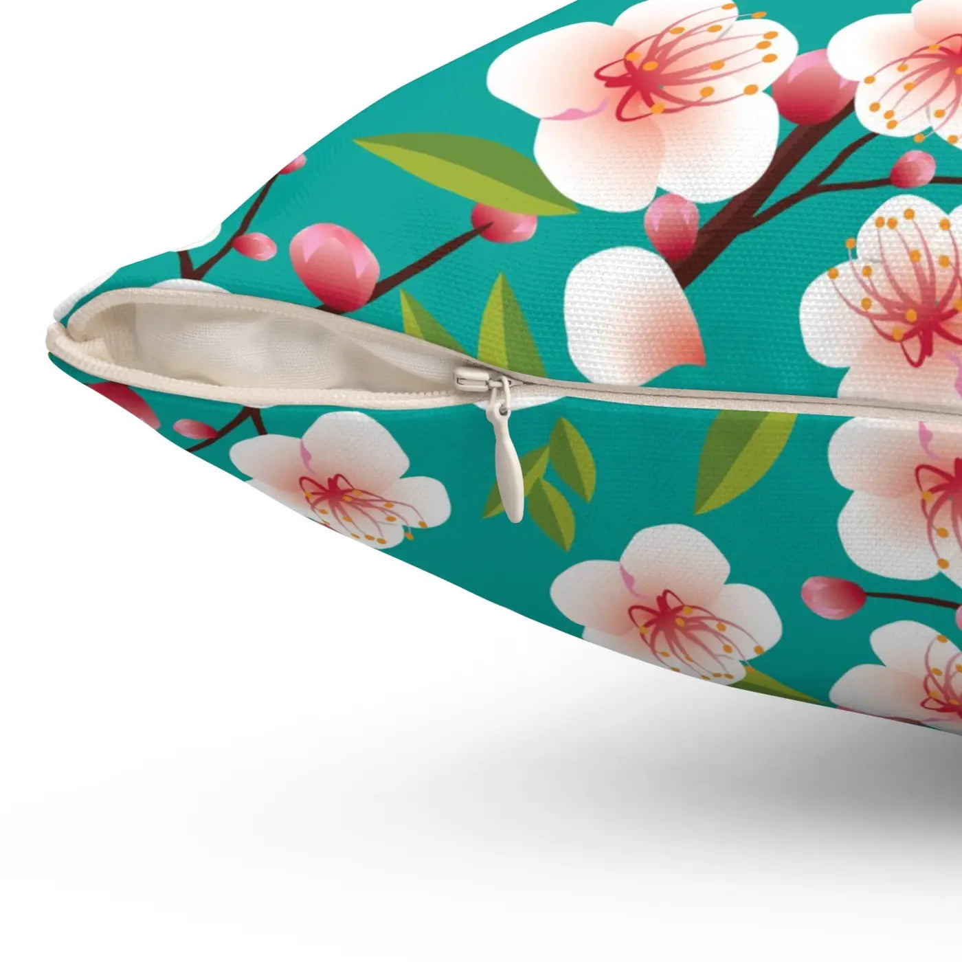Pink Flowers Polyester Square Pillow - Spun Comfort - DipaliZ