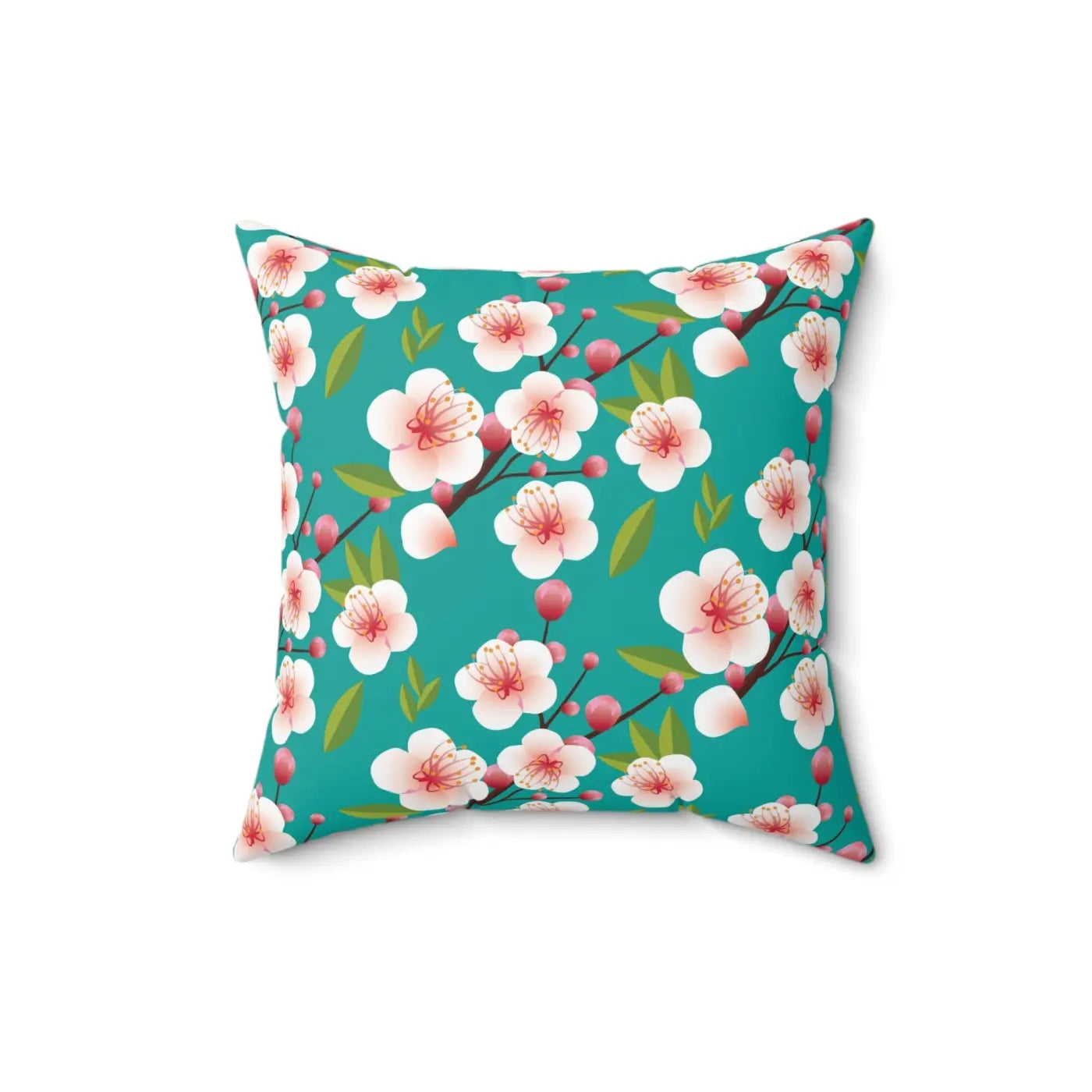 Pink Flowers Polyester Square Pillow - Spun Comfort - DipaliZ