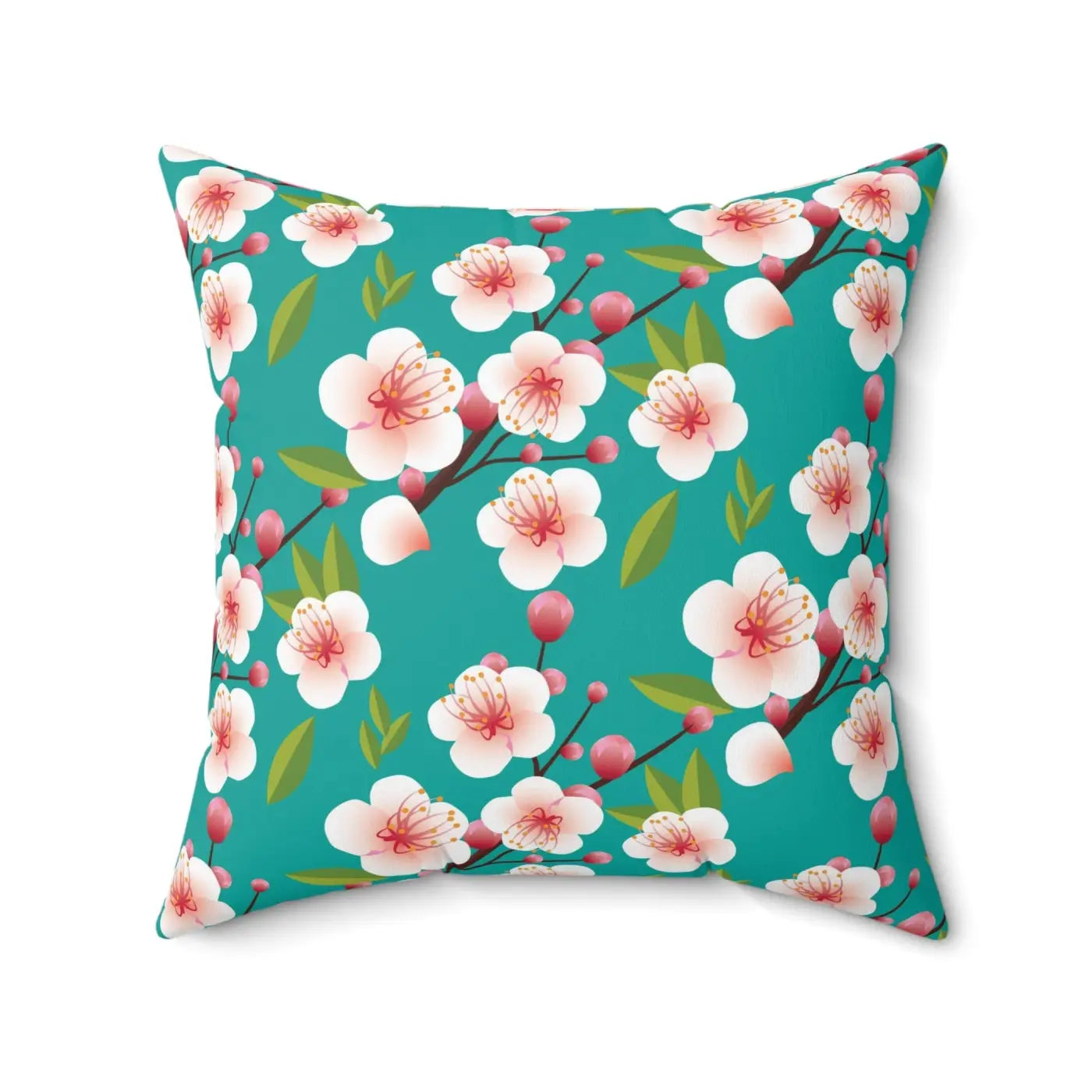 Pink Flowers Polyester Square Pillow - Spun Comfort - DipaliZ