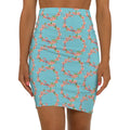 Pink Flowers Mini Skirt - Teal Floral Women's Design - DipaliZ