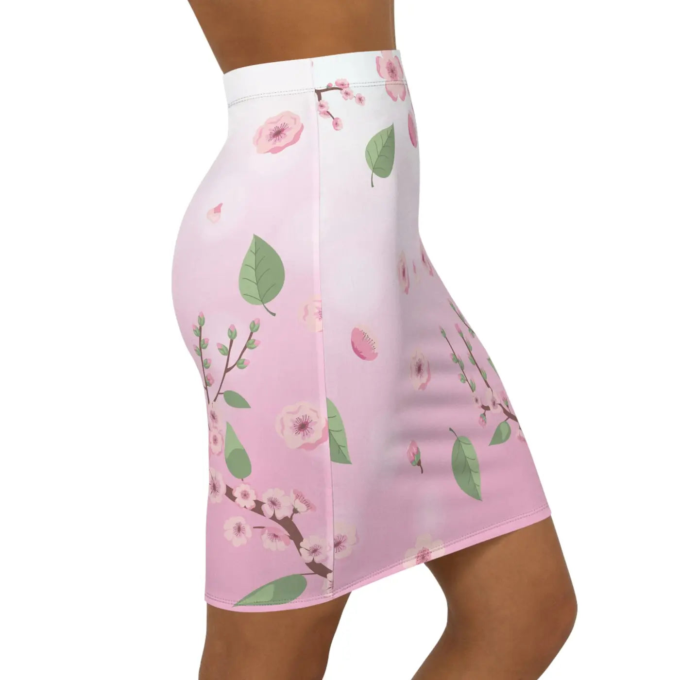 Pink Flowers Mini Skirt - Stretch Fit Women's Wear - DipaliZ