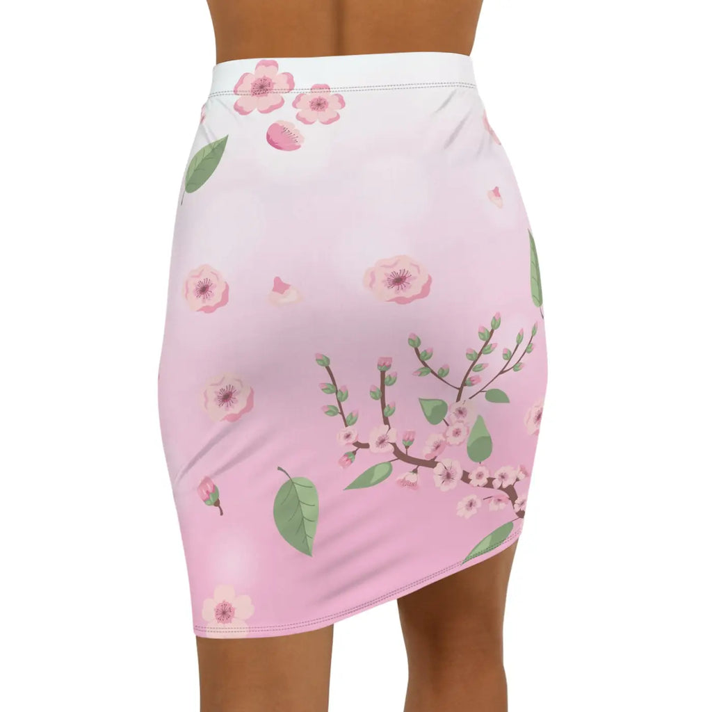Pink Flowers Mini Skirt - Stretch Fit Women's Wear - DipaliZ