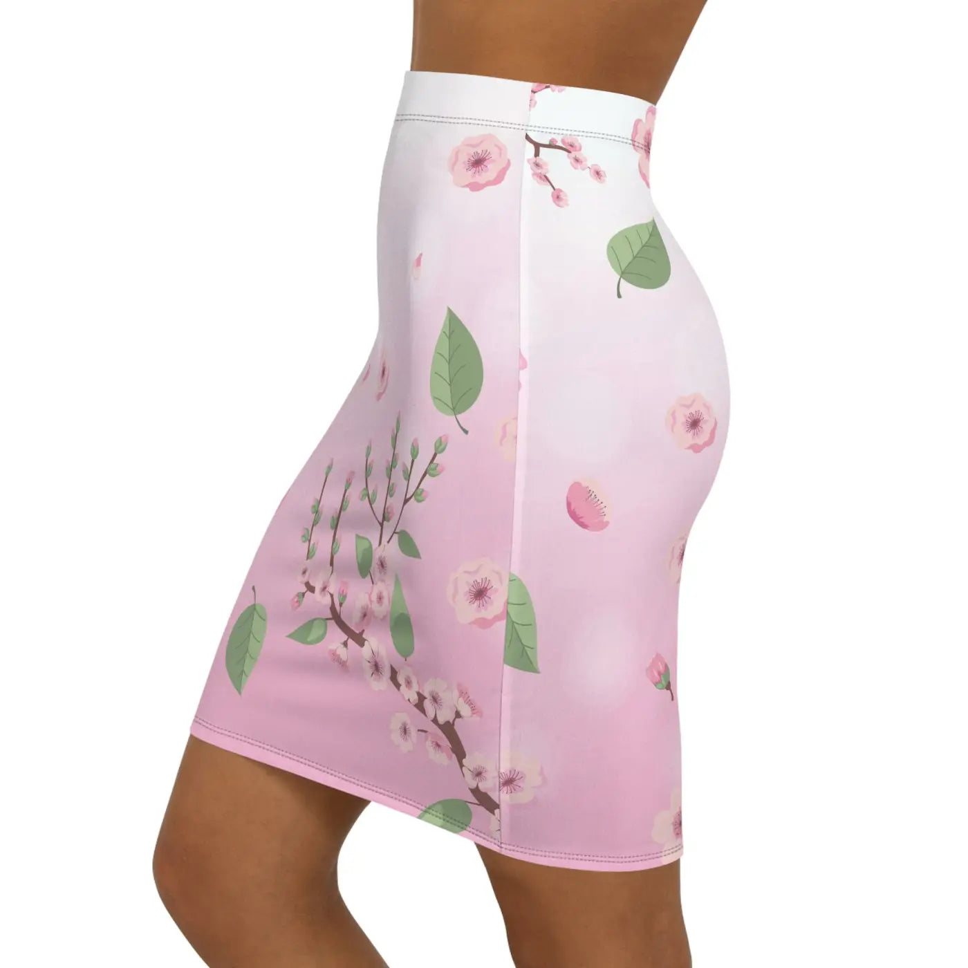 Pink Flowers Mini Skirt - Stretch Fit Women's Wear - DipaliZ