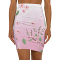 Pink Flowers Mini Skirt - Stretch Fit Women's Wear - DipaliZ