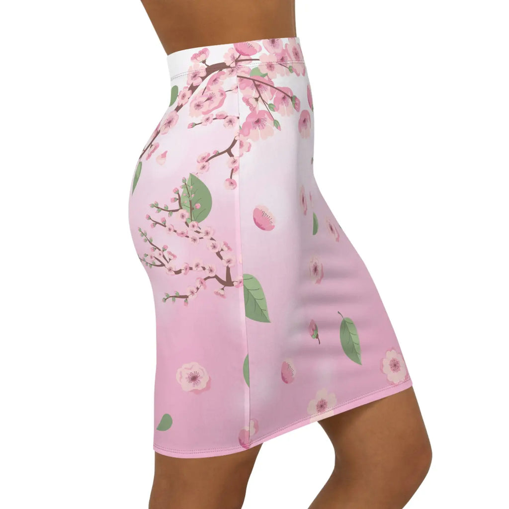 Pink Flowers Mini Skirt - Floral Women's Design - DipaliZ