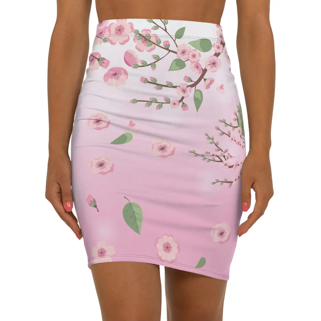 Pink Flowers Mini Skirt - Floral Women's Design - DipaliZ