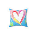 Pink Hearts Polyester Square Pillow - Spun Polyester Decor - DipaliZ