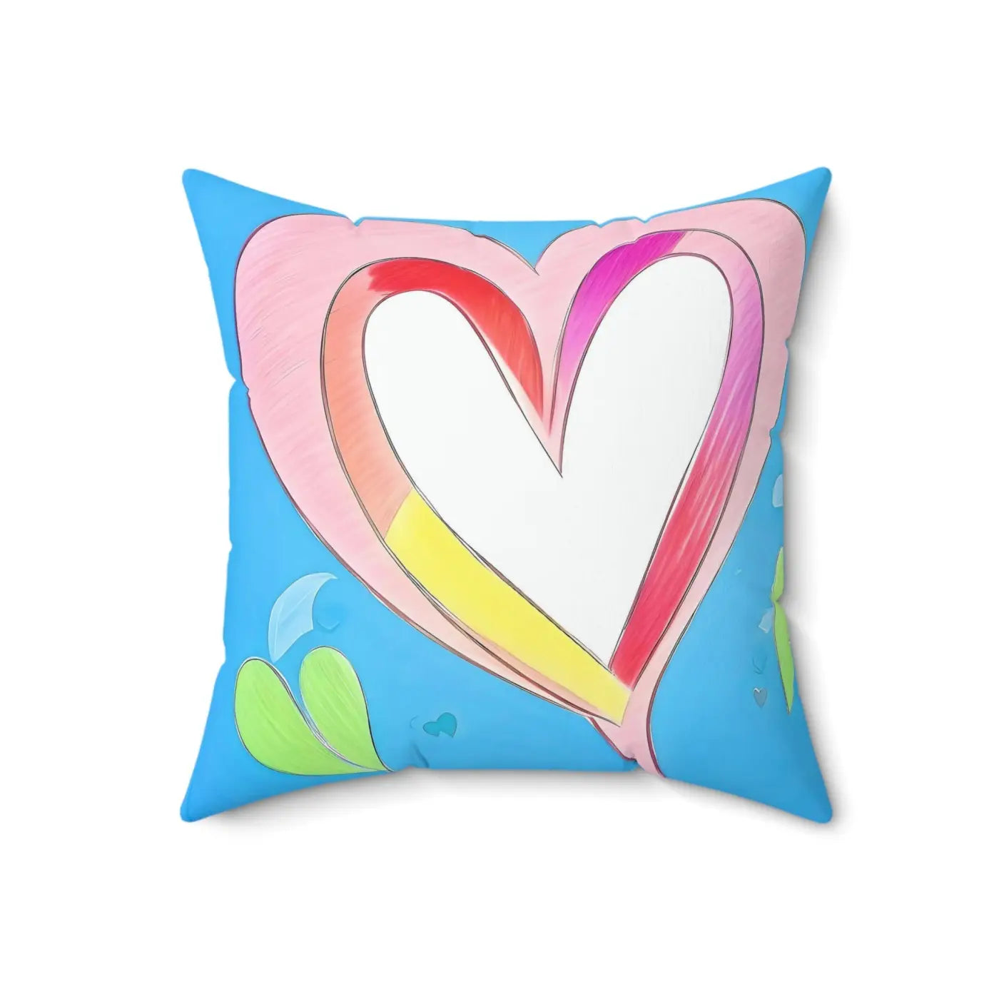 Pink Hearts Polyester Square Pillow - Spun Polyester Decor - DipaliZ