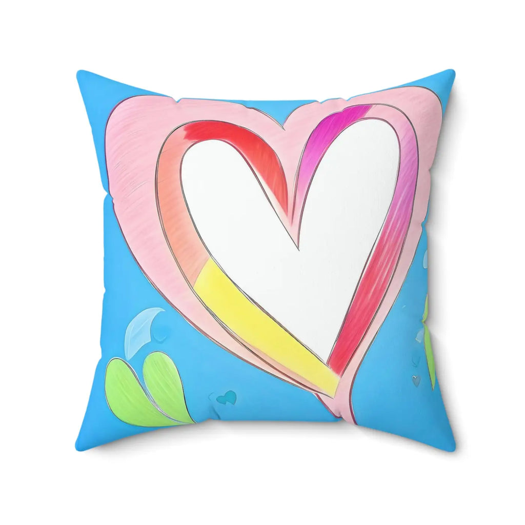 Pink Hearts Polyester Square Pillow - Spun Polyester Decor - DipaliZ