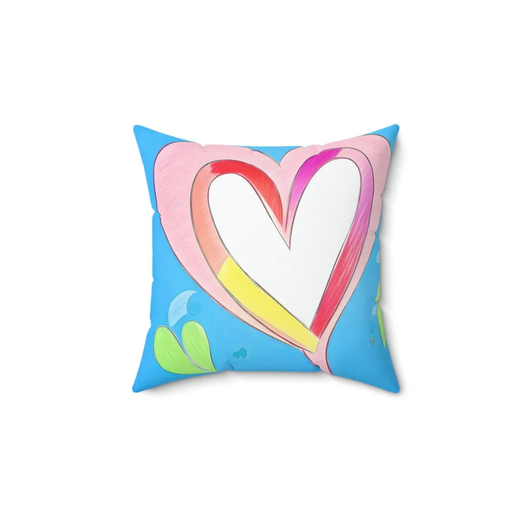 Pink Hearts Polyester Square Pillow - Spun Polyester Decor - DipaliZ