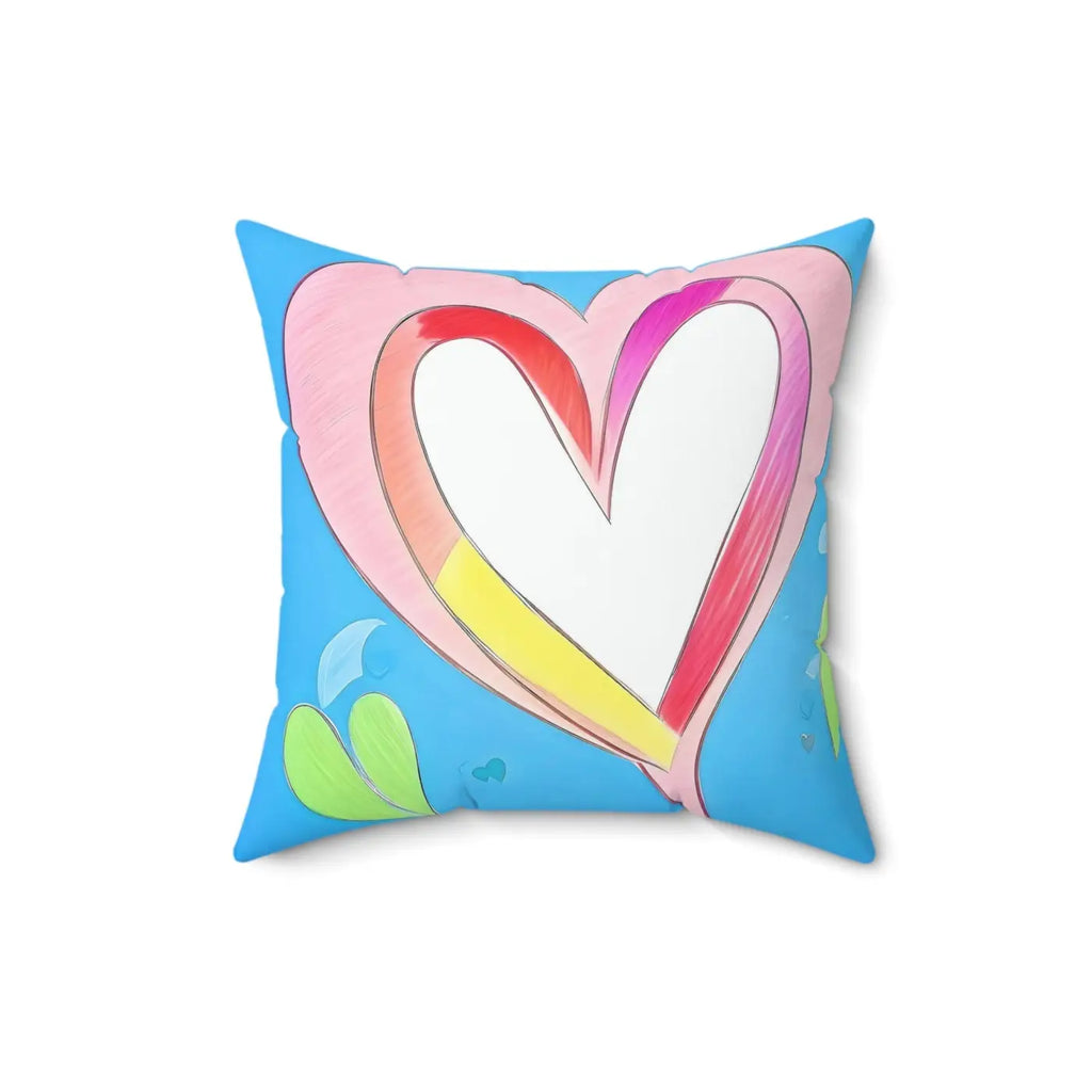Pink Hearts Polyester Square Pillow - Spun Polyester Decor - DipaliZ