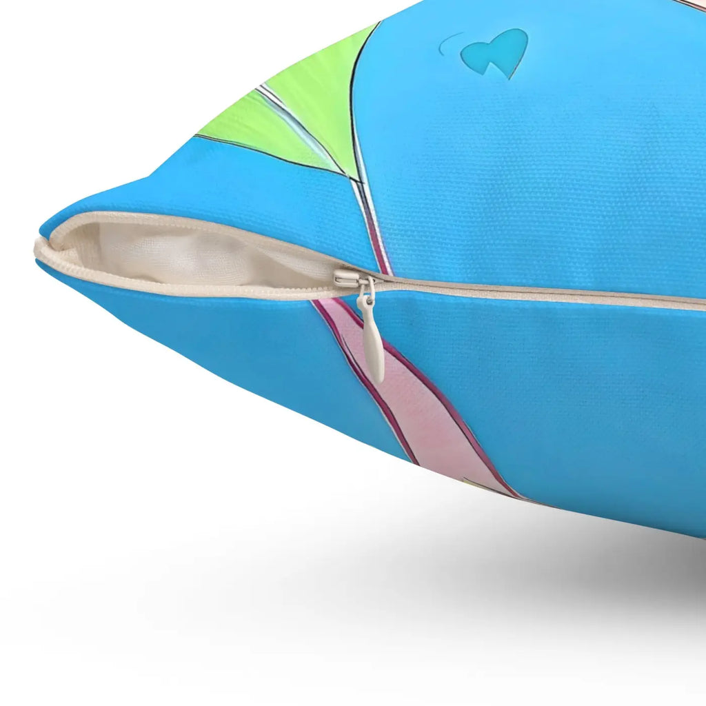 Pink Hearts Polyester Square Pillow - Spun Polyester Decor - DipaliZ