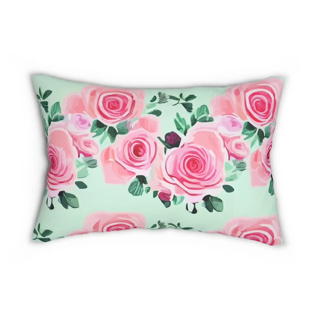 Pink Roses Spun Polyester Lumbar Pillow - Home Decor - DipaliZ