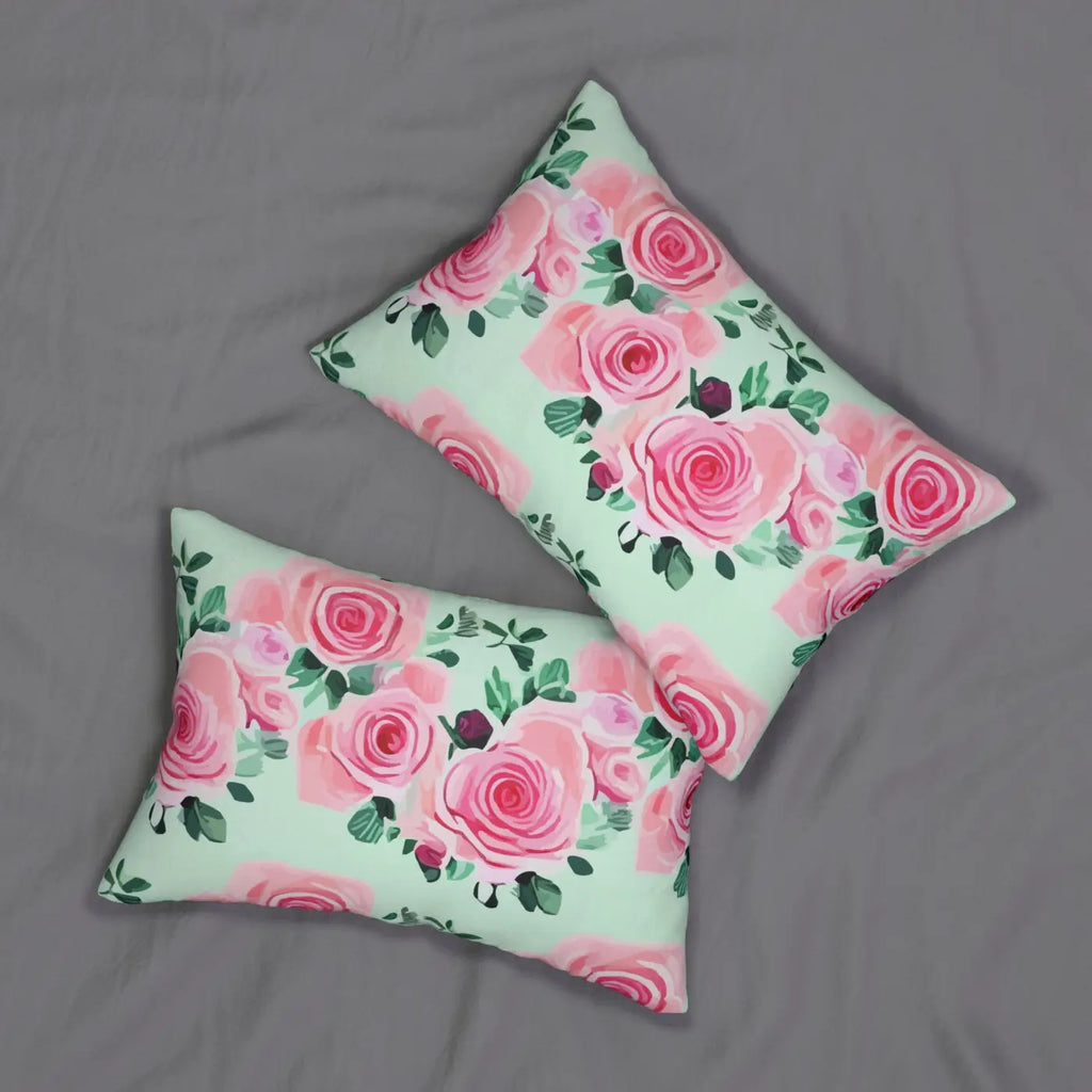 Pink Roses Spun Polyester Lumbar Pillow - Home Decor - DipaliZ