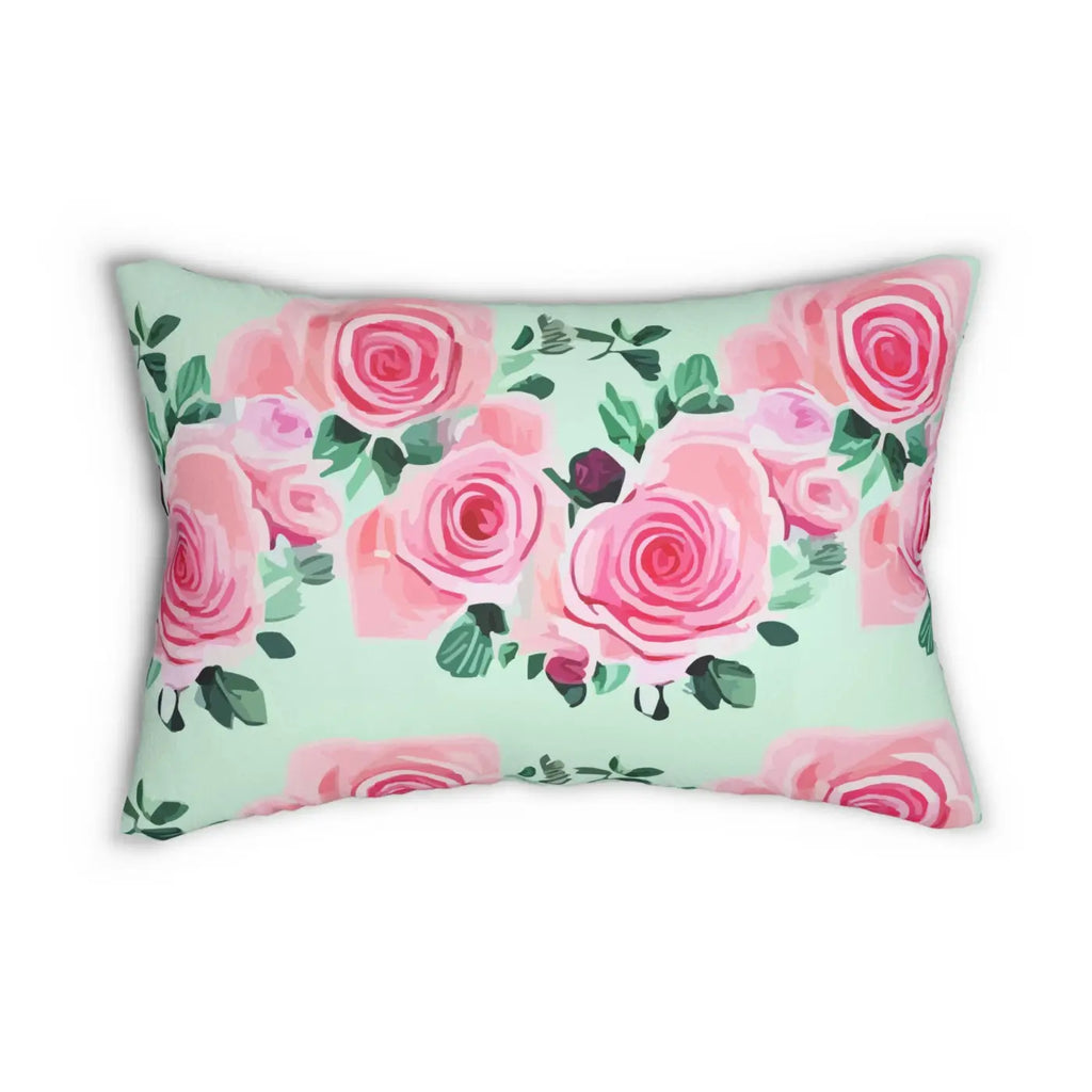 Pink Roses Spun Polyester Lumbar Pillow - Home Decor - DipaliZ